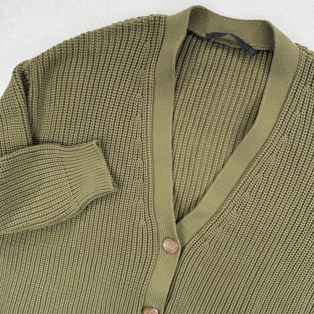 Jenni Kayne Olive Green Knit Button-Front Cardigan